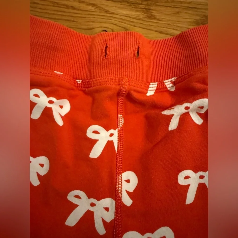 Hanna Andersson Print Sweatpants In French Terry Tangy Red Bow Print size 110 5